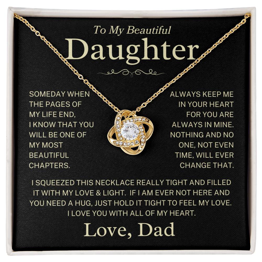 Daughter Love Dad  "Beautiful Chapters" Gold | Love Knot Necklace