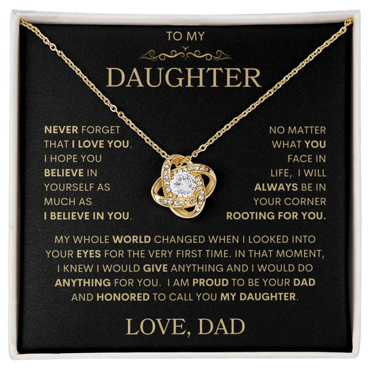 Daughter Love Dad "My Whole World Changed" Gold | Love Knot Necklace