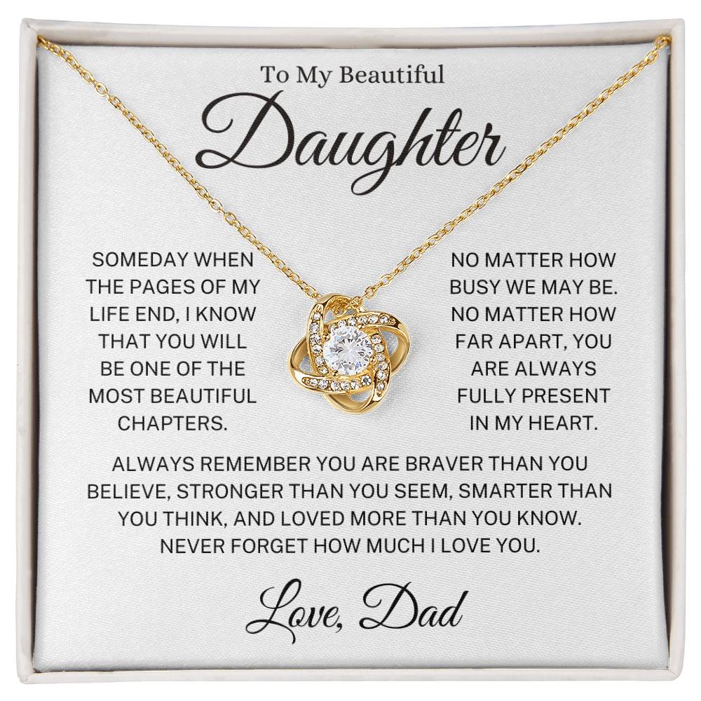 Daughter Love Dad "Present in My Heart" | Love Knot Necklace