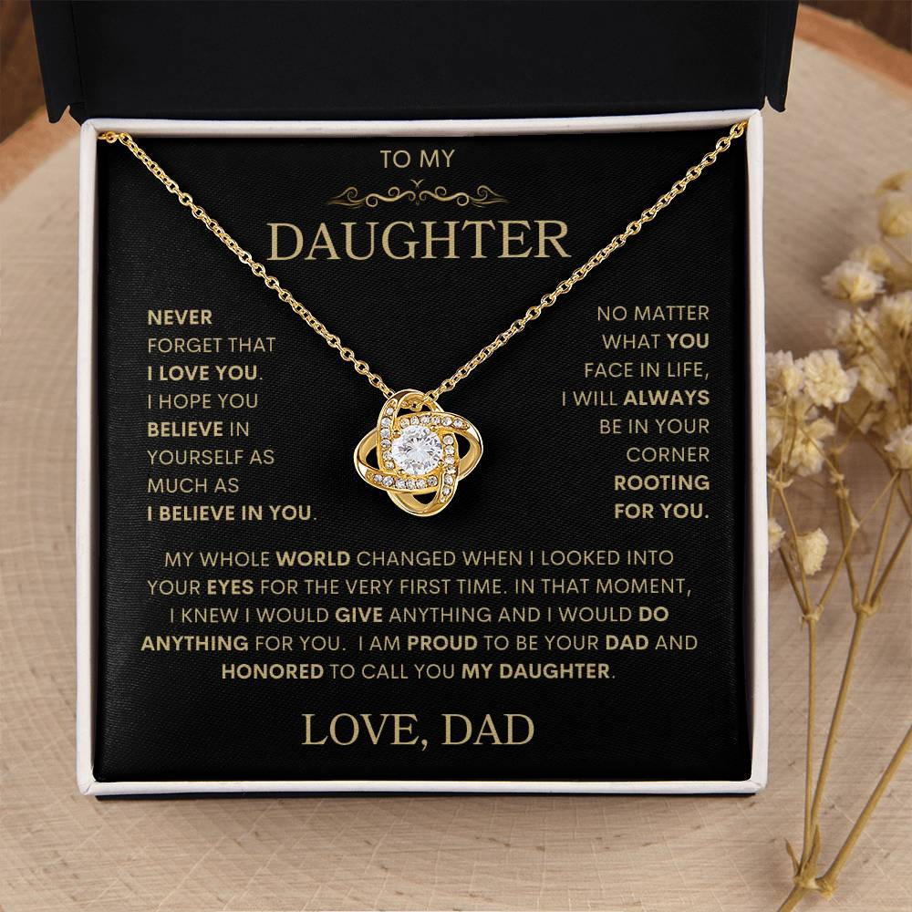 Daughter Love Dad "My Whole World Changed" | Love Knot Necklace