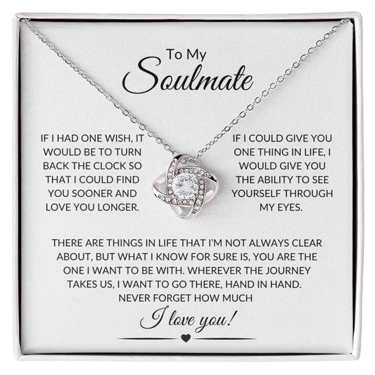 To My Soulmate | Love Knot Necklace - 14K White Gold Finish / Standard Box Shoptopia Jewelry