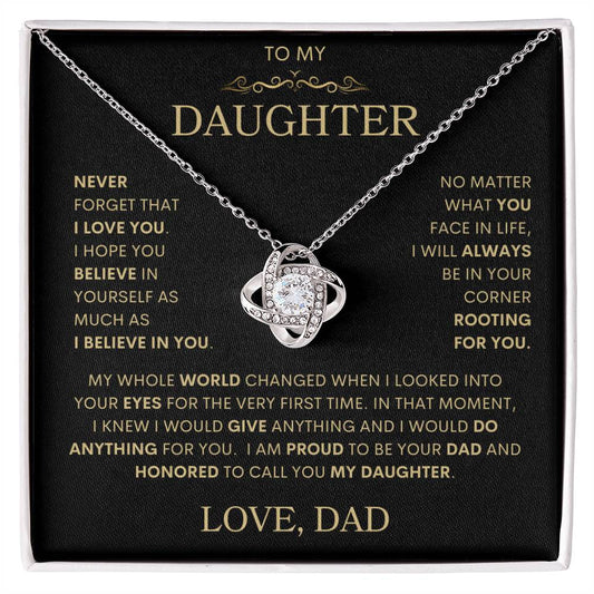 Daughter Love Dad "My Whole World Changed" | Love Knot Necklace