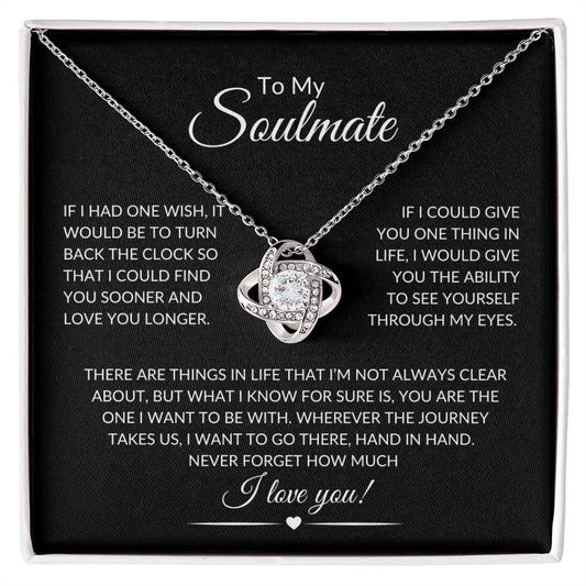 To My Soulmate | Love Knot Necklace - 14K White Gold Finish / Standard Box Shoptopia Jewelry