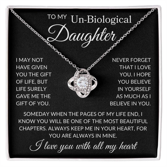 Daughter Un/Non Biological "Gift of You" | Love Knot Necklace - 14K White Gold Finish / Standard Black & White Box Shoptopia Jewelry