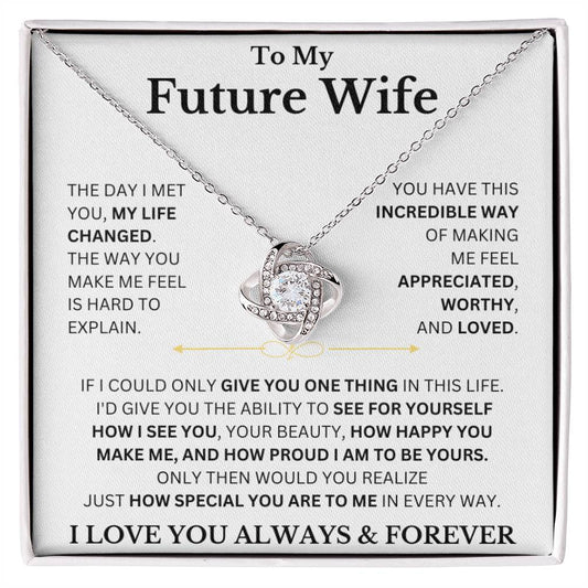 Future Wife "Worthy and Loved" | Love Knot Necklace - 14K White Gold Finish / Standard Box Shoptopia Jewelry