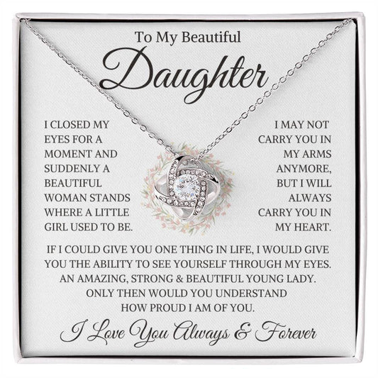 Daughter  "How Proud I Am" | Love Knot Necklace