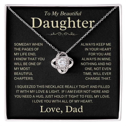 Daughter Love Dad  "Beautiful Chapters" Gold | Love Knot Necklace