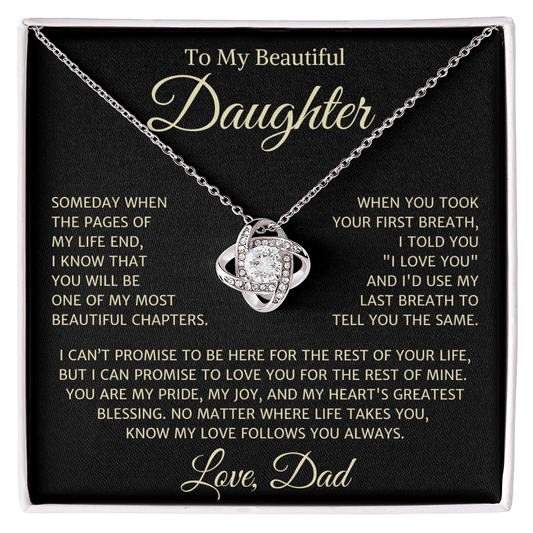 Daughter Love Dad "Your First Breath" Gold | Love Knot Necklace