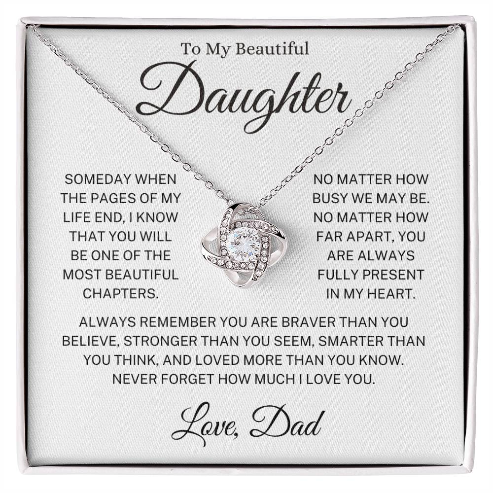 Daughter Love Dad "Present in My Heart" | Love Knot Necklace