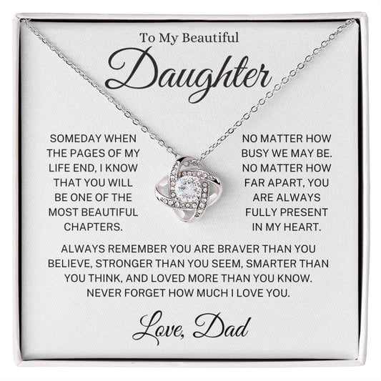 Daughter Love Dad "Present in My Heart" | Love Knot Necklace
