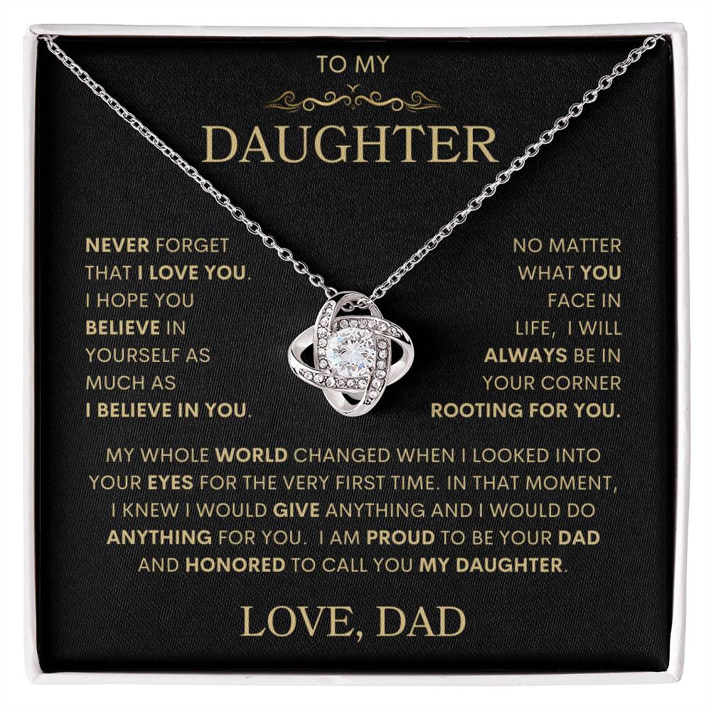 Daughter Love Dad "My Whole World Changed" Gold | Love Knot Necklace