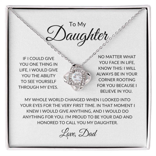 To My Daughter Love Dad | Love Knot Necklace - 14K White Gold Finish / Standard Box Shoptopia Jewelry