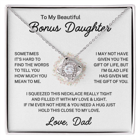 Bonus Daughter Love Dad "Hold This Close" | Love Knot Necklace