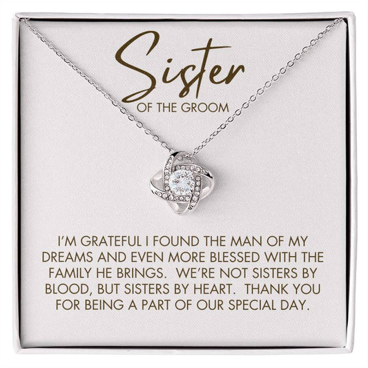 Sister of the Groom | Love Knot Necklace - 14K White Gold Finish / Standard Box Shoptopia Jewelry