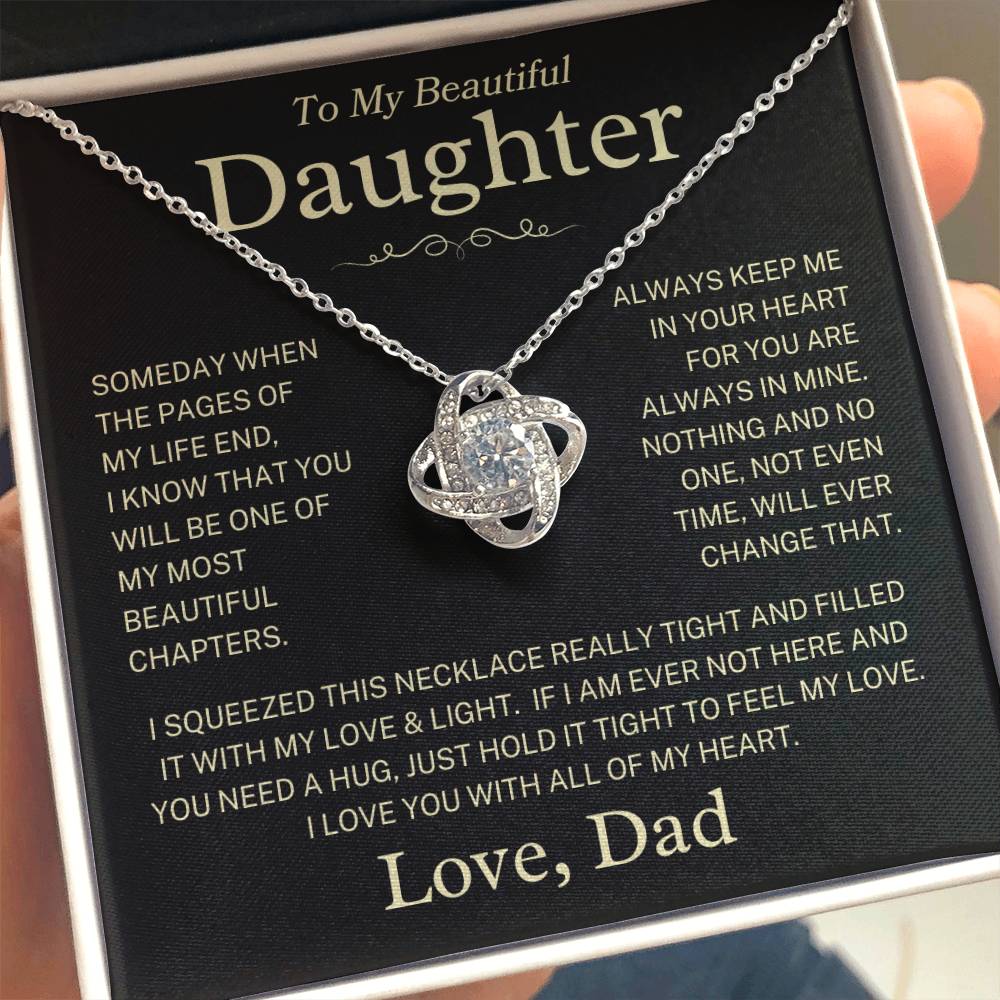 Daughter Love Dad  "Beautiful Chapters" Gold | Love Knot Necklace