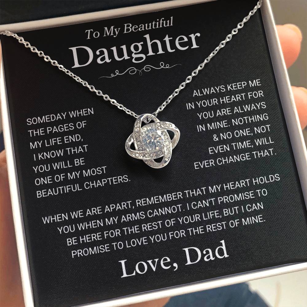 Daughter Love Dad "When We Are Apart" | Love Knot Necklace