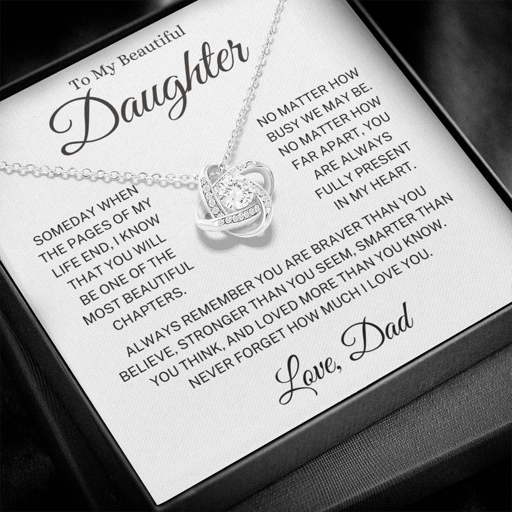 Daughter Love Dad "Present in My Heart" | Love Knot Necklace