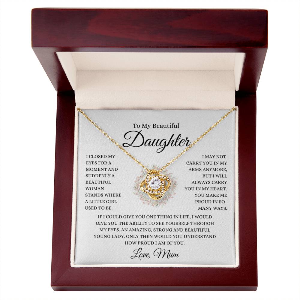 To My Daughter Love Mum | Love Knot Necklace - 18K Yellow Gold Finish / Luxury Box Shoptopia Jewelry