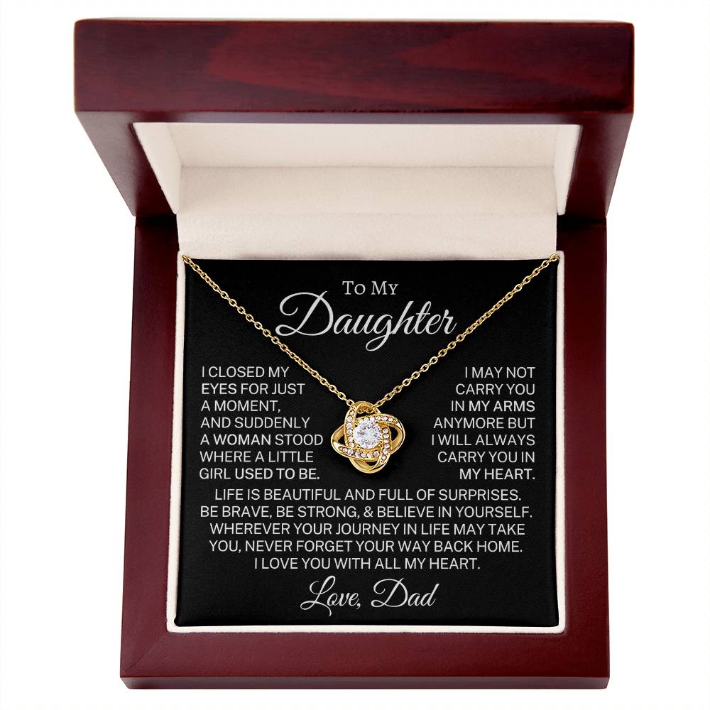 Gift for My Daughter "Never Forget Your Way Back Home" | Love Knot Necklace