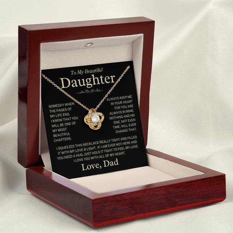 Daughter Love Dad  "Beautiful Chapters" Gold | Love Knot Necklace