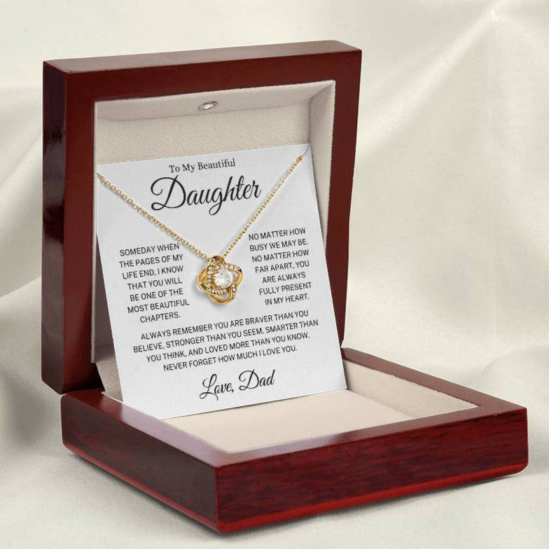 Daughter Love Dad "Present in My Heart" | Love Knot Necklace