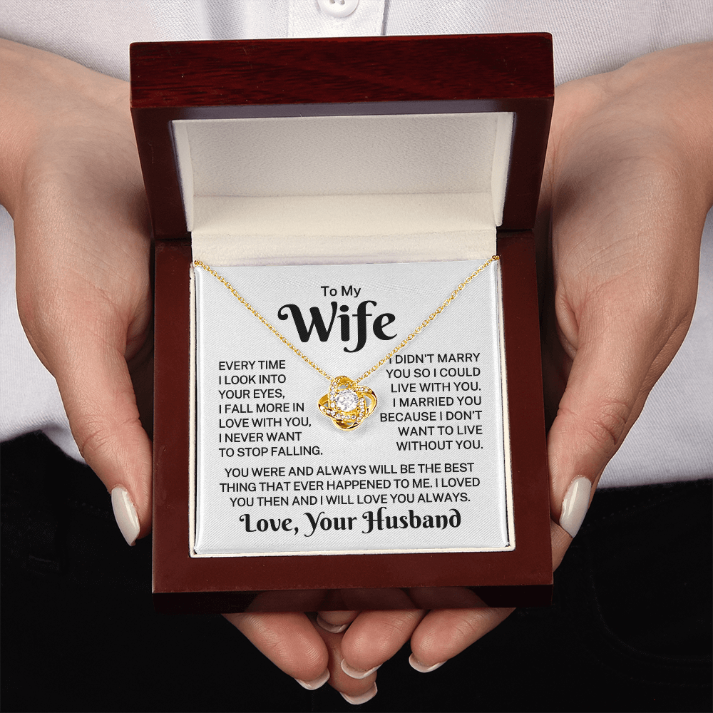 Gift for Wife "Fall More In Love With You " | Love Knot Necklace