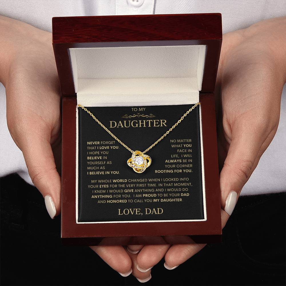 Daughter Love Dad "My Whole World Changed" Gold | Love Knot Necklace