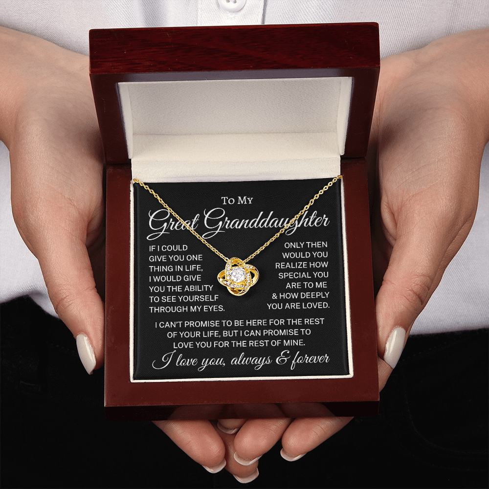 Gift for Great Granddaughter "How Deeply You Are Loved" | Love Knot Necklace
