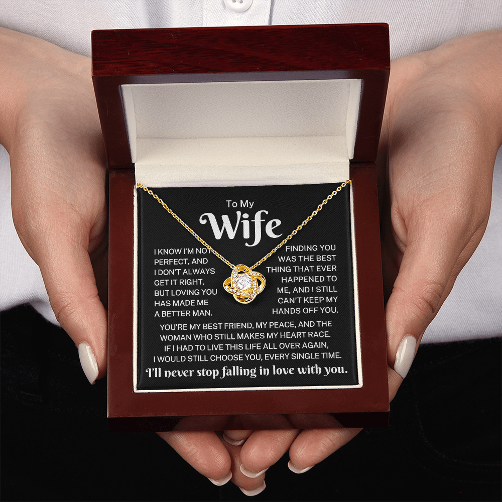 Gift for Wife "Makes My Heart Race" |  Love Knot Necklace