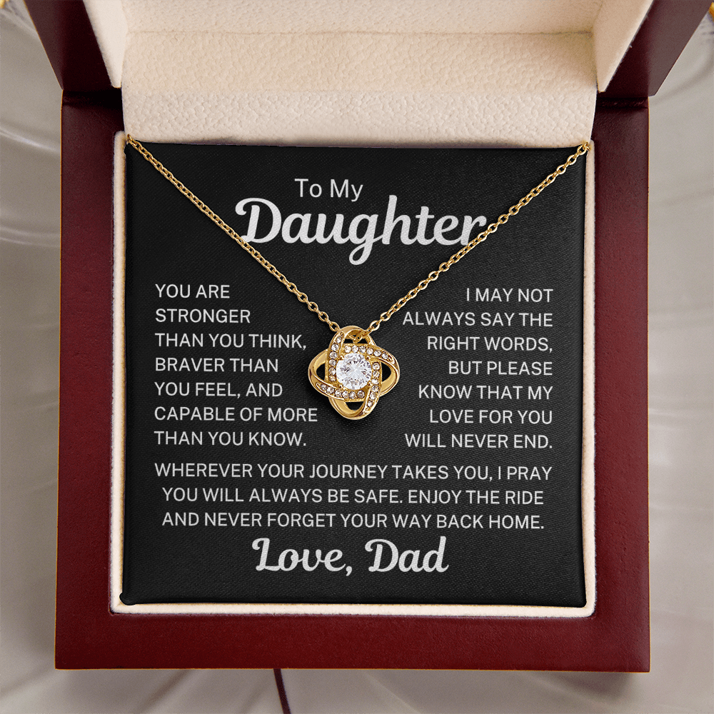 Gift for My Daughter "My Love For You Will Never End" | Love Knot Necklace