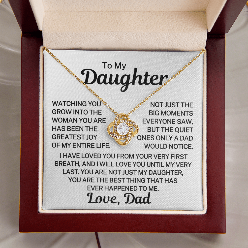Gift for My Daughter "Very First Breath" | Love Knot Necklace