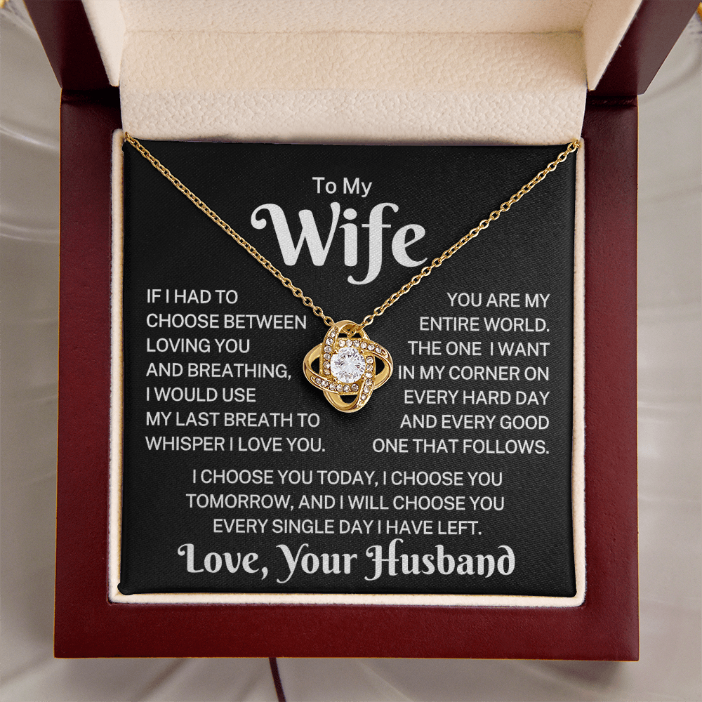 Gift for Wife "My Entire World" | Love Knot Necklace