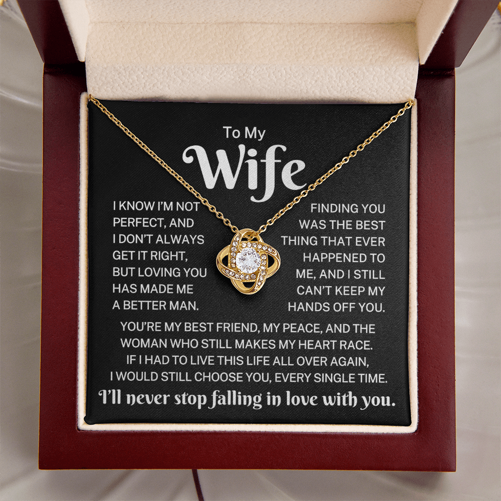 Gift for Wife "Makes My Heart Race" |  Love Knot Necklace