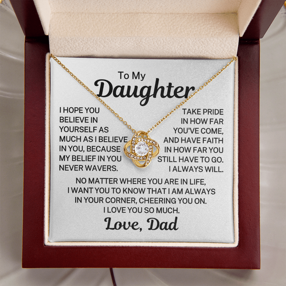 Gift for My Daughter "I Believe In You" | Love Knot Necklace