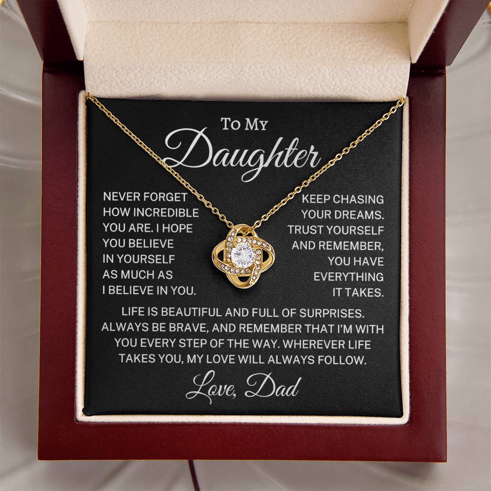Gift for Daughter Love Dad "How Incredible You Are" | Love Knot Necklace