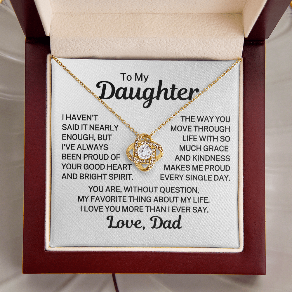 Gift for My Daughter "My Favorite Thing About My Life" | Love Knot Necklace
