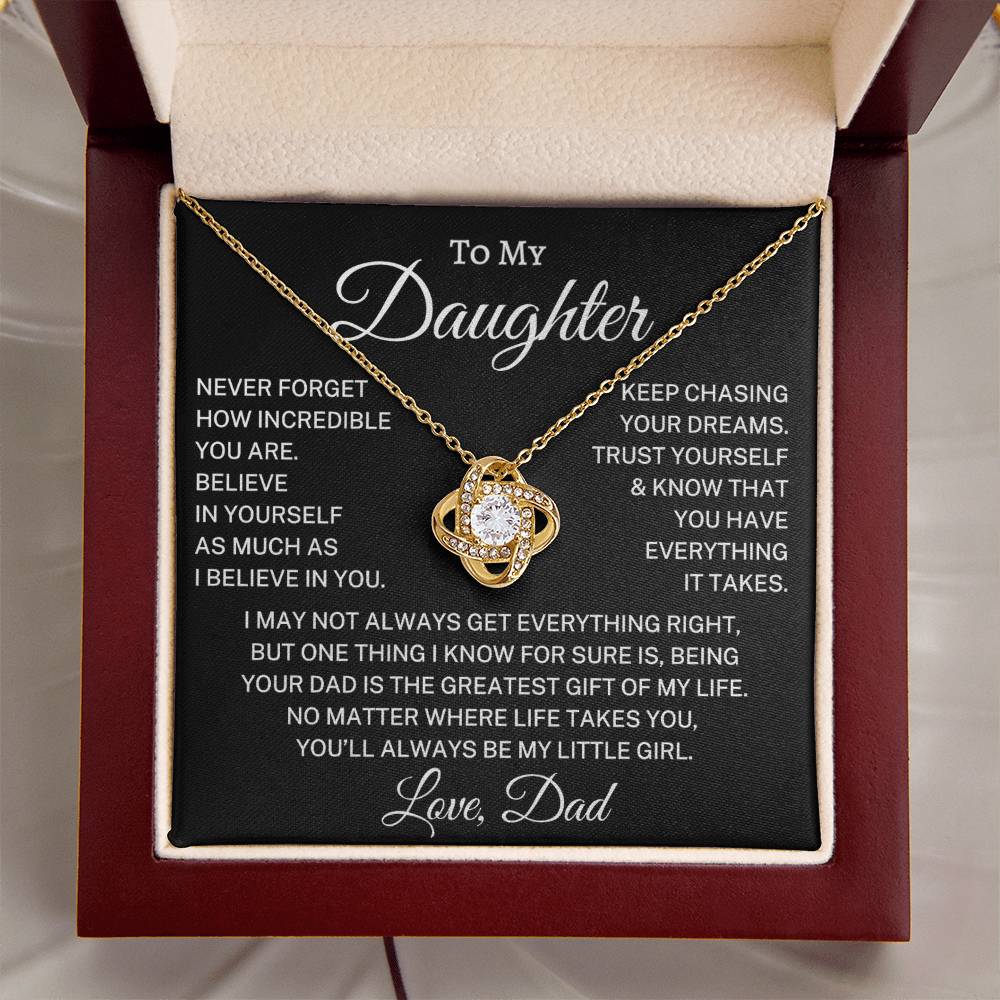 Gift for Daughter Love Dad "Greatest Gift" | Love Knot Necklace