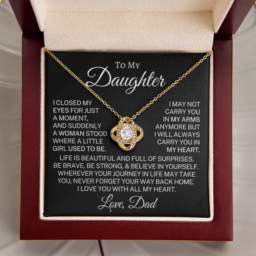 Gift for My Daughter "Never Forget Your Way Back Home" | Love Knot Necklace