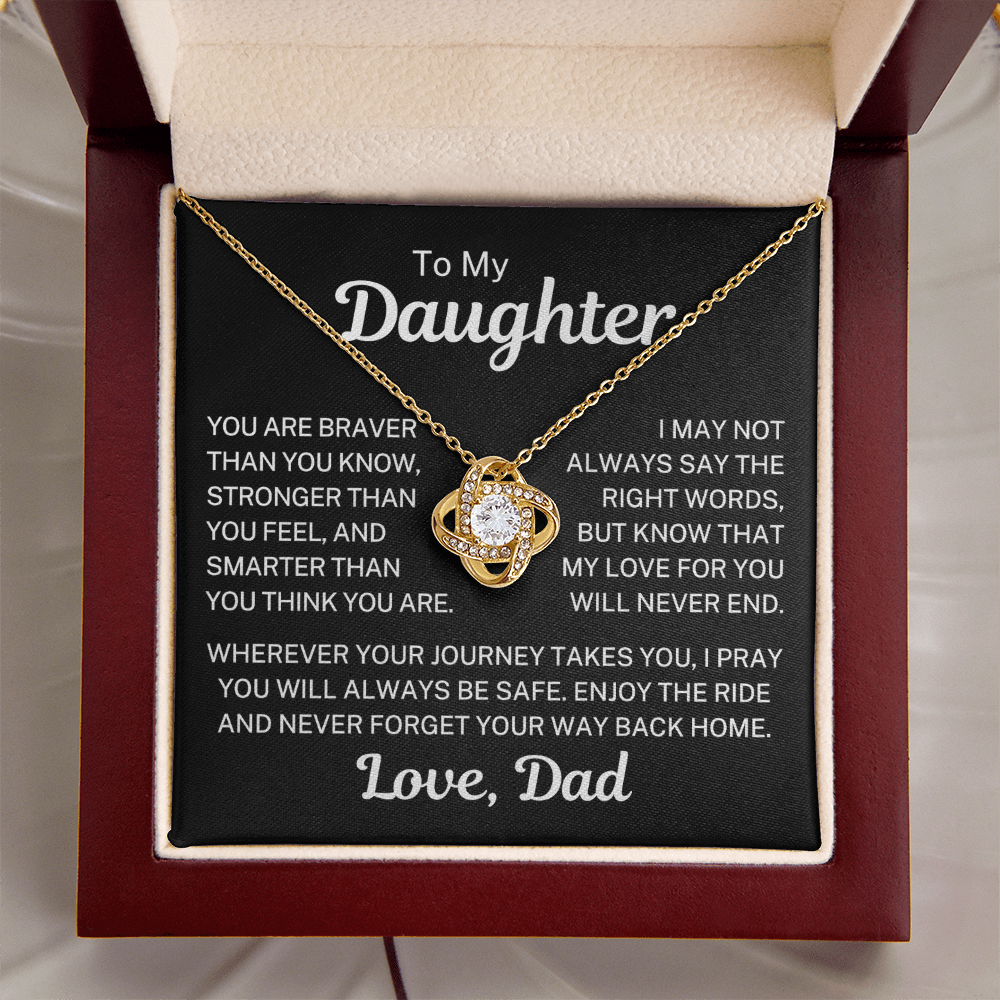 Gift for My Daughter "Never Forget Your Way Back Home" | Love Knot Necklace