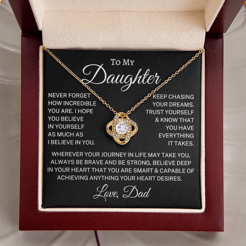 Gift for Daughter Love Dad "Anything Your Heart Desires" | Love Knot Necklace