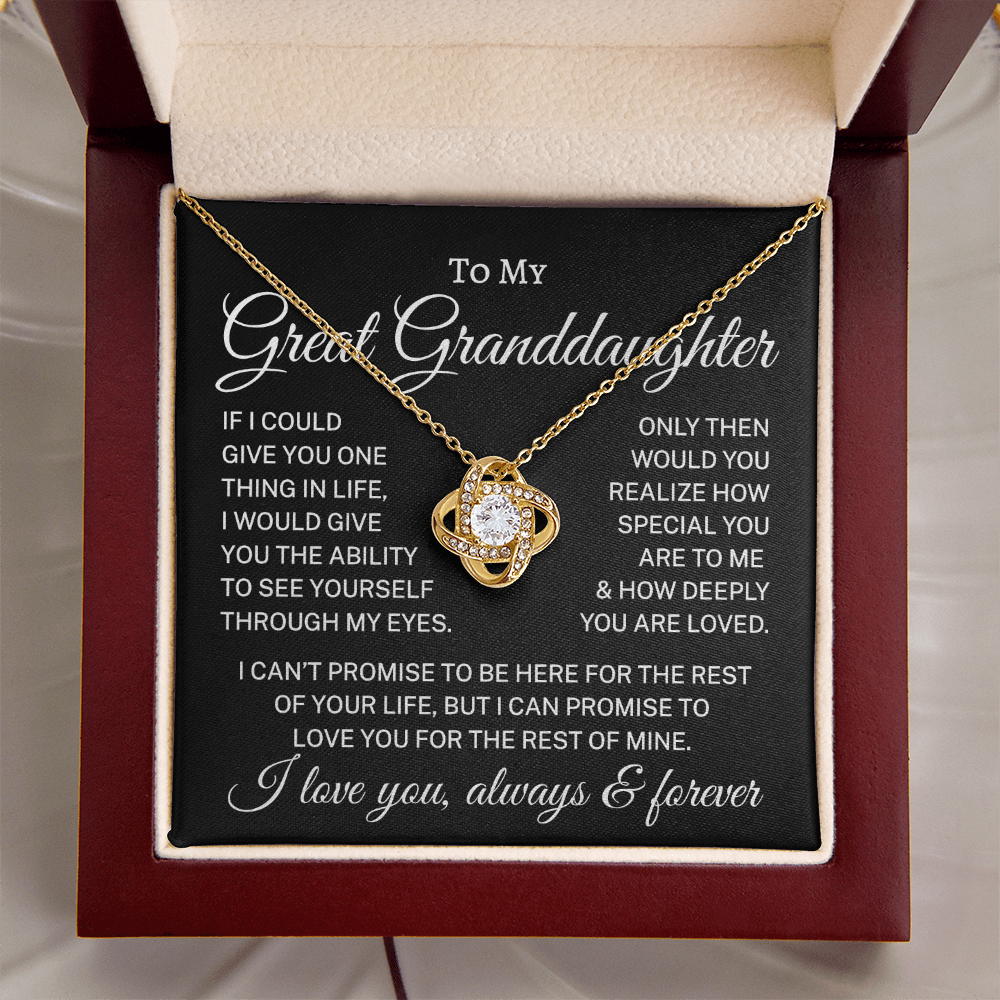 Gift for Great Granddaughter "How Deeply You Are Loved" | Love Knot Necklace