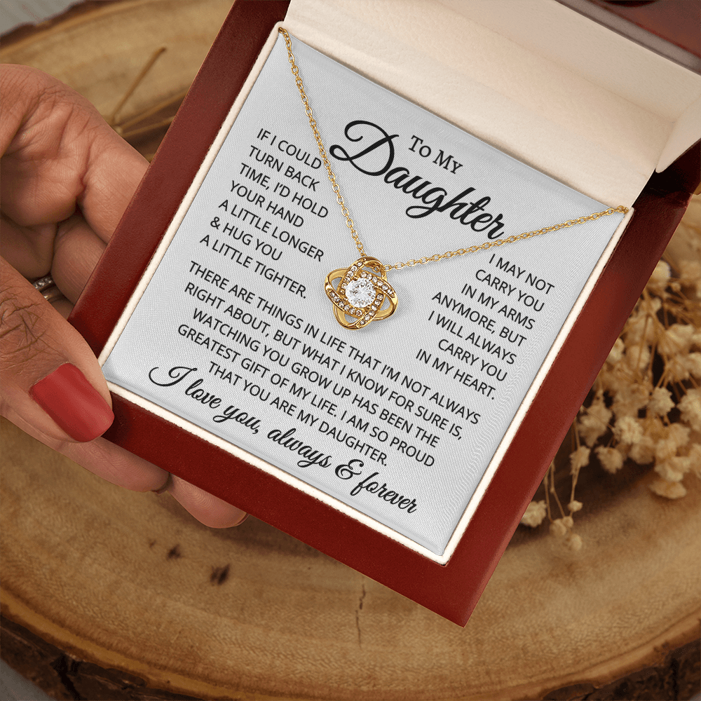 Gift for Daughter "Hug You A Little Tighter" | Love Knot Necklace