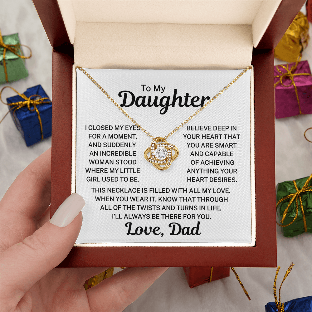 Gift for My Daughter "Incredible Woman" | Love Knot Necklace