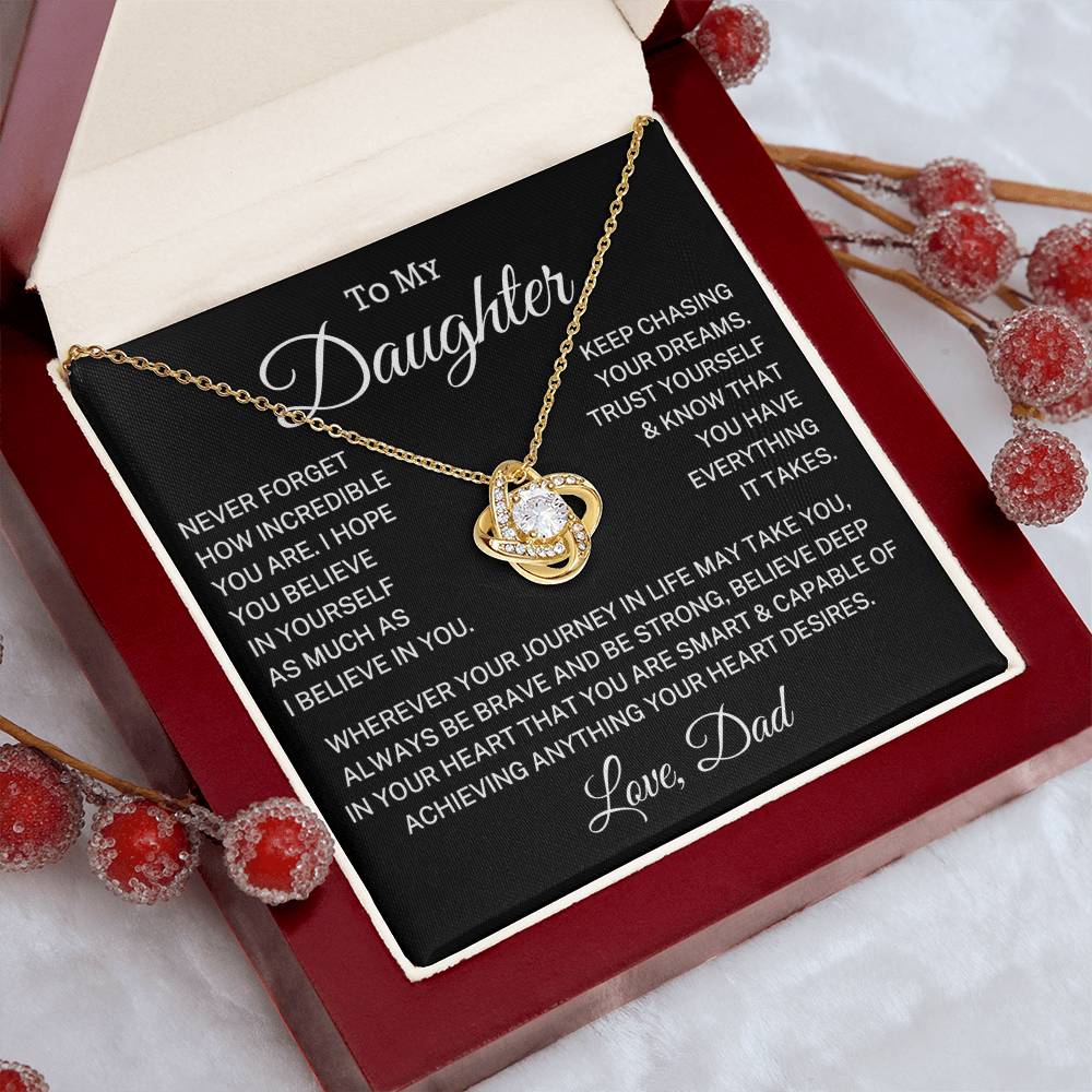 Gift for Daughter Love Dad "Anything Your Heart Desires" | Love Knot Necklace