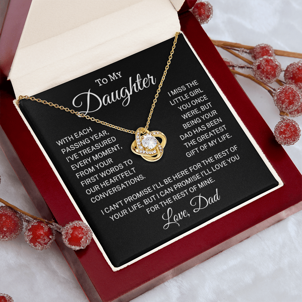 Gift for Daughter Love Dad "Treasured Every Moment" | Love Knot Necklace