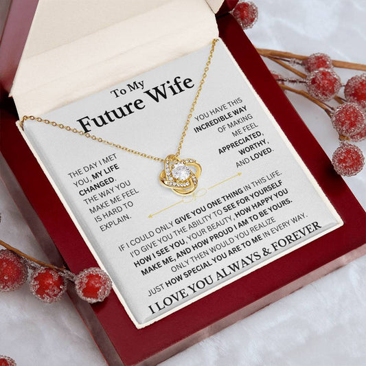 Gift for Future Wife "Worthy and Loved" | Love Knot Necklace