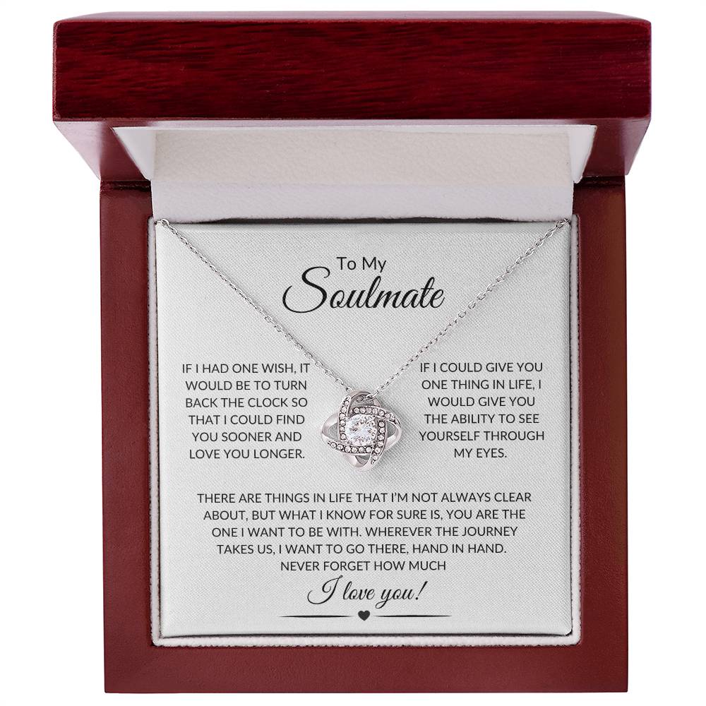 To My Soulmate | Love Knot Necklace - 14K White Gold Finish / Luxury Box Shoptopia Jewelry