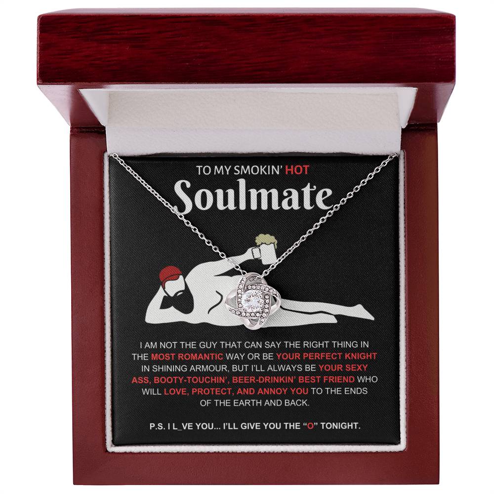 To My Smokin' Hot Soulmate | Love Knot Necklace - 14K White Gold Finish / Luxury Box Shoptopia Jewelry