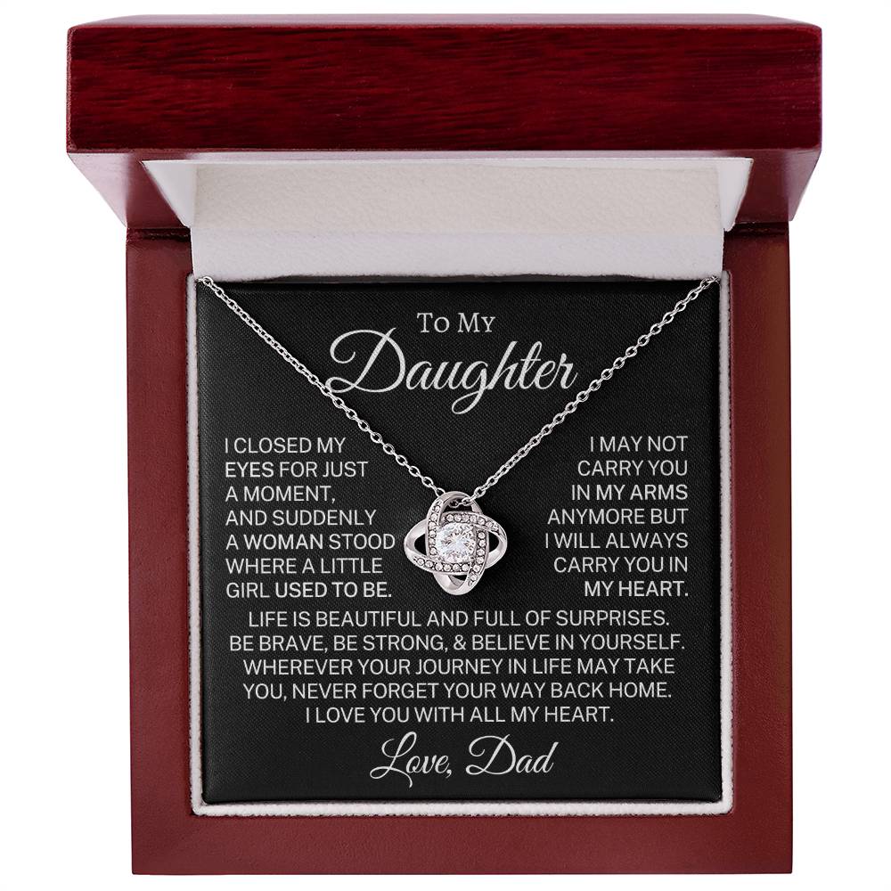 Gift for My Daughter "Never Forget Your Way Back Home" | Love Knot Necklace