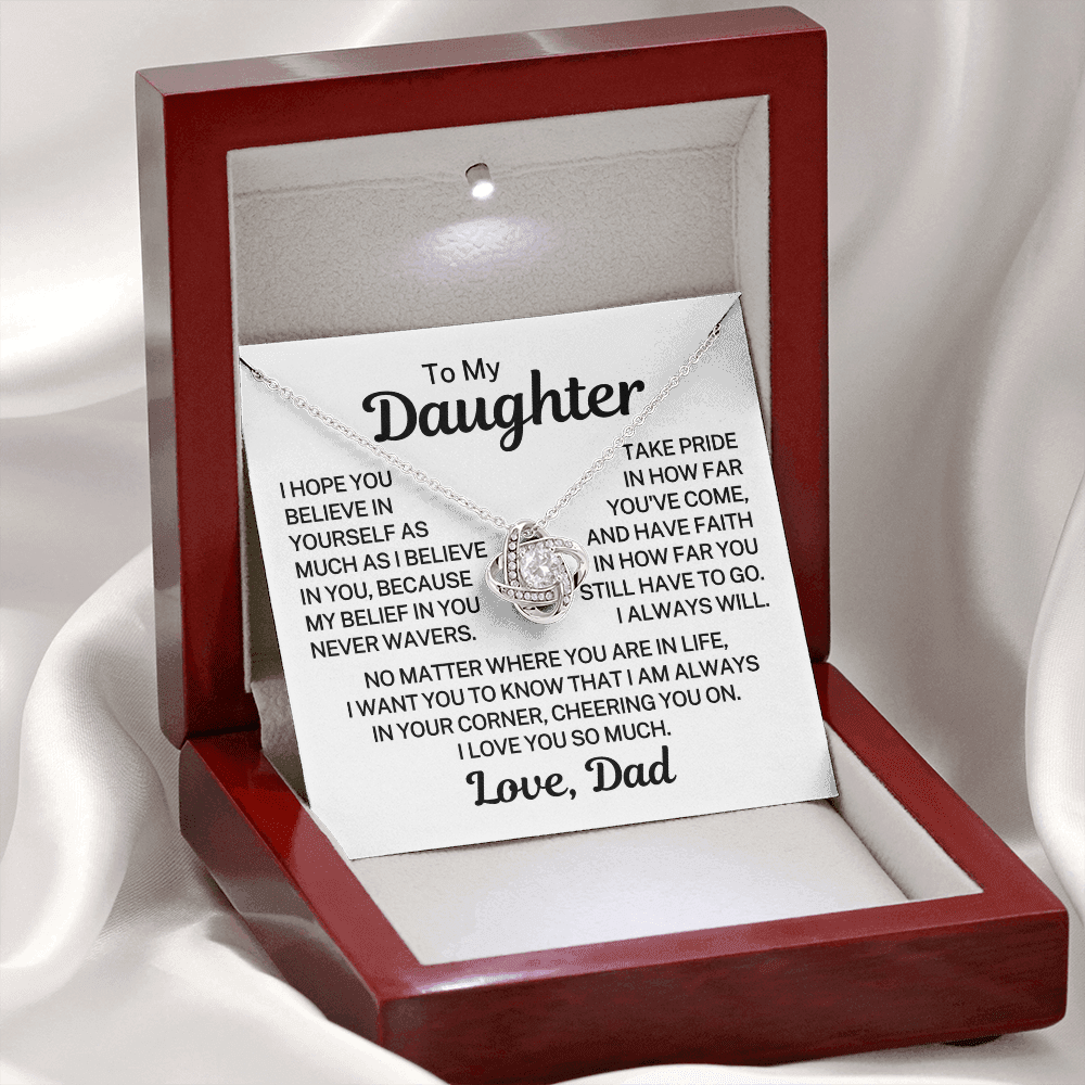 Gift for My Daughter "I Believe In You" | Love Knot Necklace